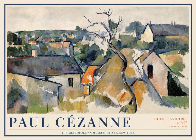 Paul Cézanne Houses and Tree No4 - Poster
