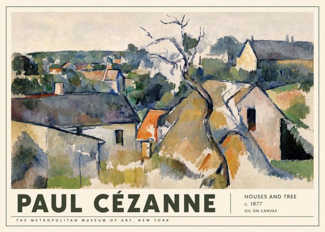 Paul Cézanne Houses and Tree No5 - Poster