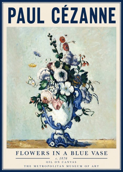 Paul Cézanne Flowers in a Blue Vase No4 - Poster