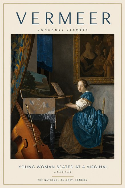 Vermeer Young Woman Seated at a Virginal No4 - Poster