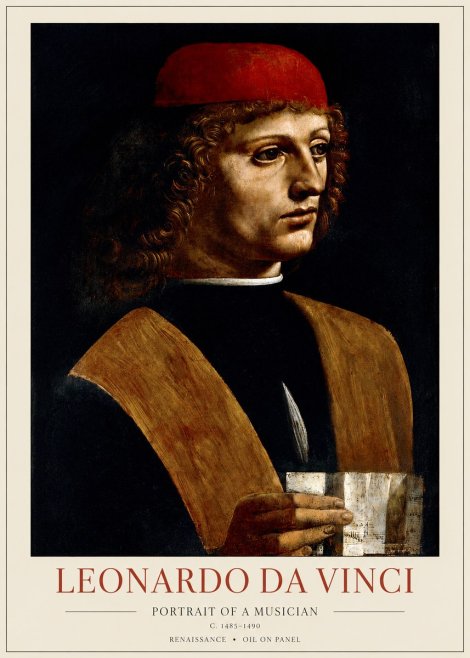 Leonardo da Vinci Portrait of a Musician No1 - Poster