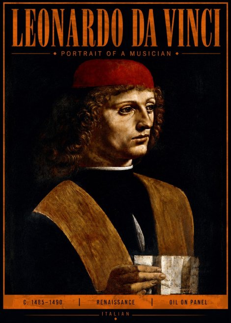 Leonardo da Vinci Portrait of a Musician No4 - Poster