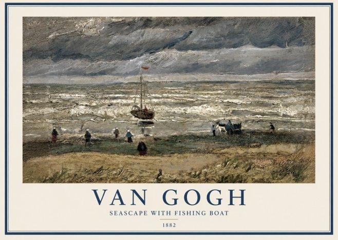 Van Gogh Seascape with Fishing Boat No2 - Poster