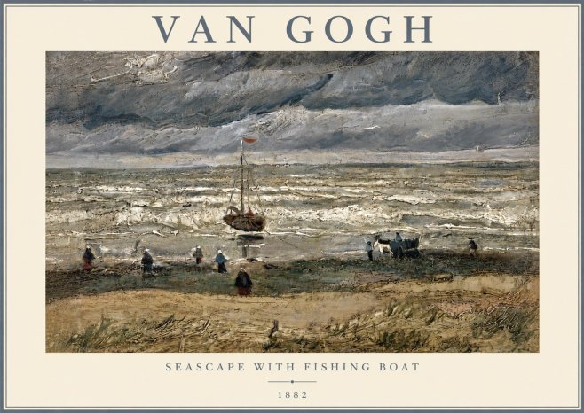 Van Gogh Seascape with Fishing Boat No4 - Poster