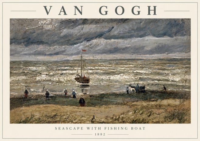 Van Gogh Seascape with Fishing Boat No6 - Poster