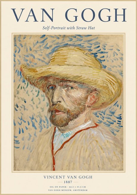 Van Gogh Self-portrait with Straw Hat II No1 - Poster