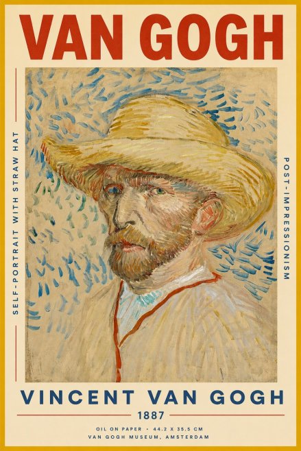 Van Gogh Self-portrait with Straw Hat II No2 - Poster