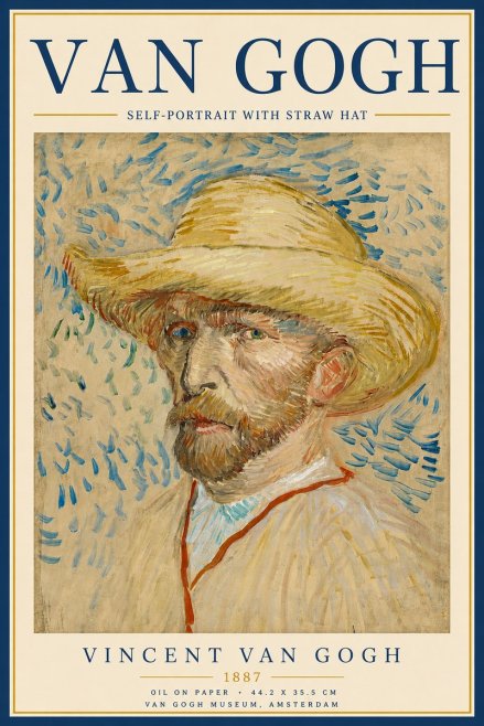 Van Gogh Self-portrait with Straw Hat II No5 - Poster