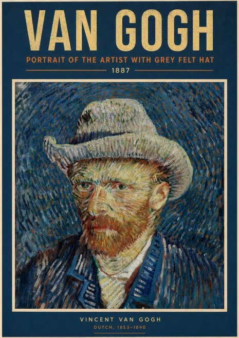 Van Gogh Portrait of the Artist with Grey Felt Hat No2 - Poster