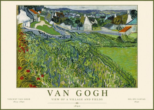 Van Gogh View of a Village and Fields No5 - Poster