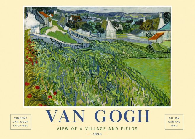 Van Gogh View of a Village and Fields No6 - Poster
