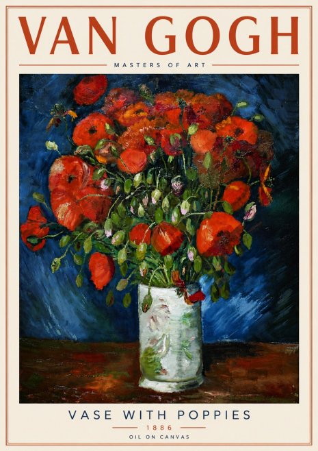 Van Gogh Vase with Poppies No6 - Poster