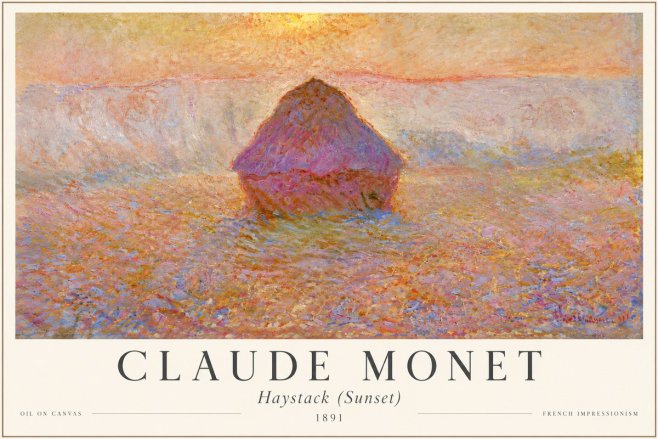 Monet Haystack (Sunset) No4 - Poster