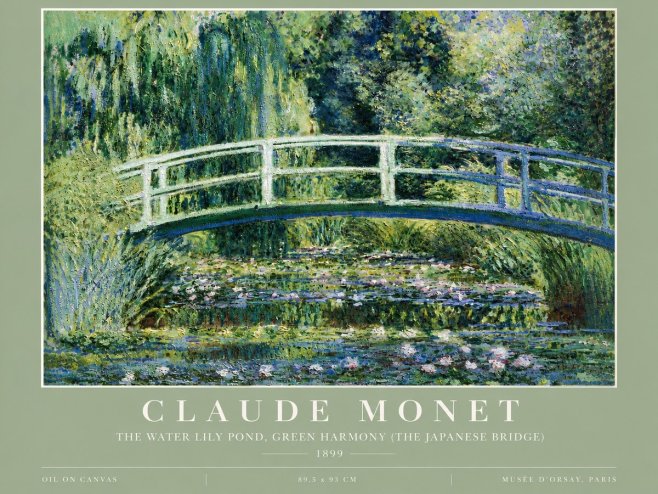 Monet The Water Lily Pond, Green Harmony (the Japanese Bridge) No5 - Poster