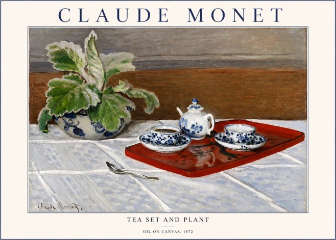 Monet Tea Set and Plant No4 - Poster
