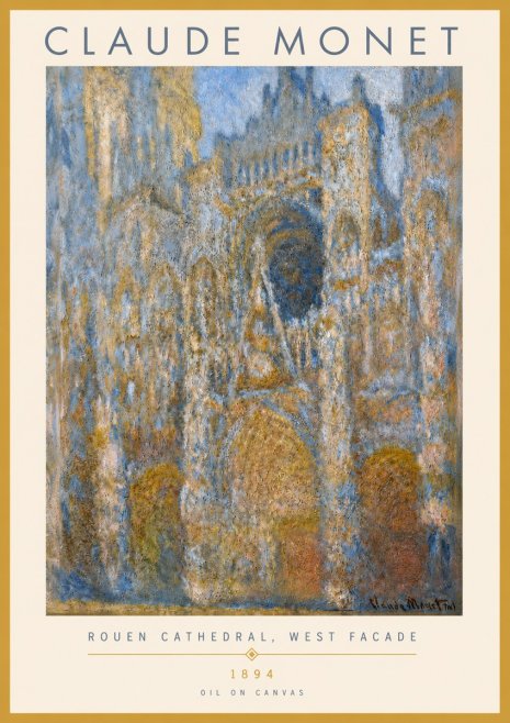 Monet Rouen Cathedral, West Facade No3 - Poster