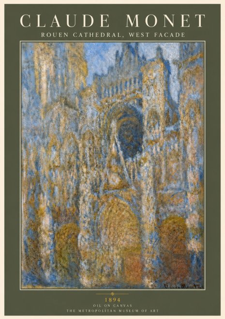 Monet Rouen Cathedral, West Facade No5 - Poster