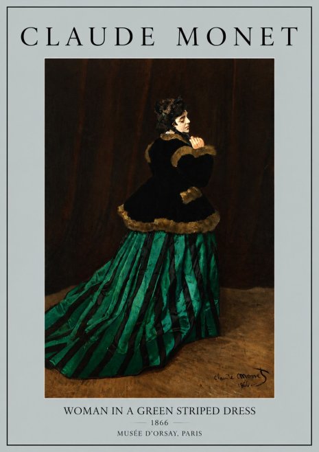 Monet Woman in a Green Striped Dress No5 - Poster