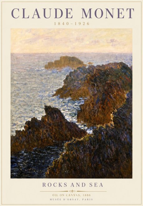 Monet Rocks and Sea No5 - Poster