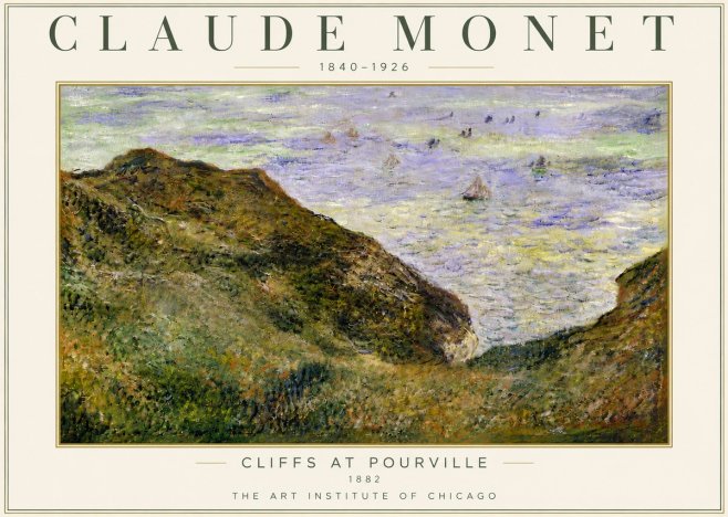 Monet Cliffs at Pourville II No5 - Poster