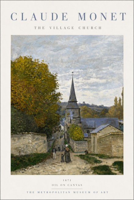 Monet The Village Church No5 - Poster