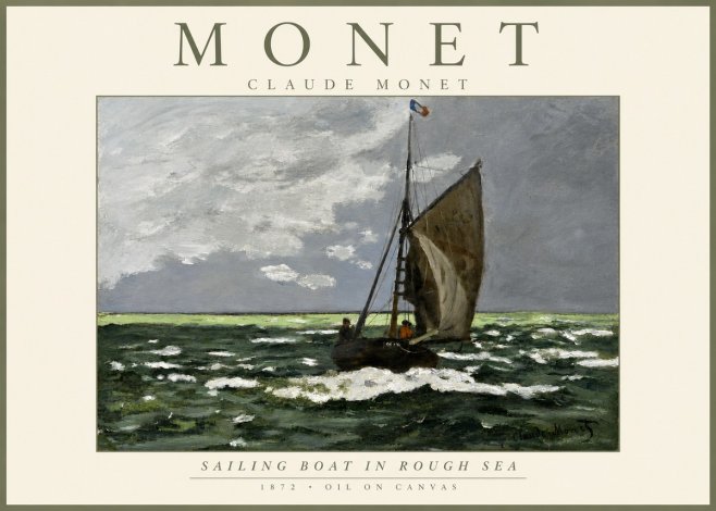 Monet Sailing Boat in Rough Sea No3 - Poster