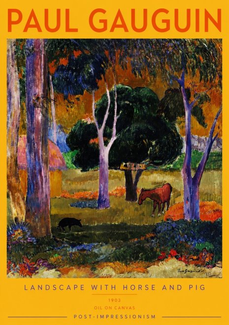 Paul Gauguin Landscape with Horse and Pig No2 - Poster