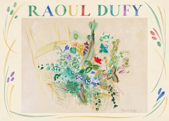 Raoul Dufy Bouquet in a Basket No2 - Poster