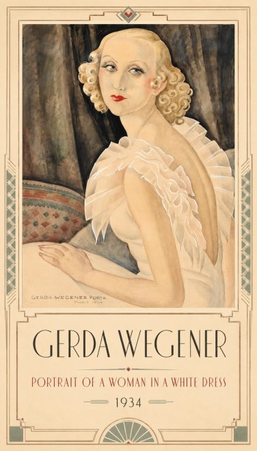 Gerda Wegener Portrait of a Woman in a White Dress No1 - Poster