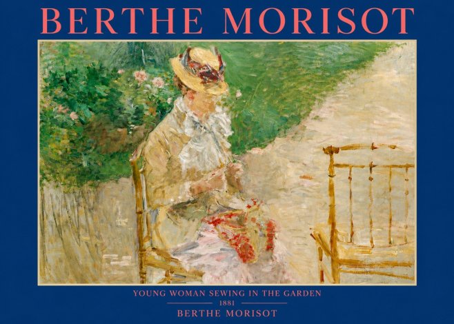 Berthe Morisot Young Woman Sewing in the Garden No3 - Poster