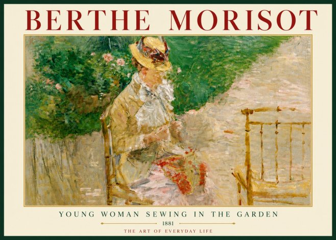 Berthe Morisot Young Woman Sewing in the Garden No6 - Poster
