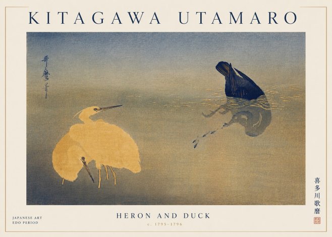 Kitagawa Utamaro Heron and Duck No6 - Poster