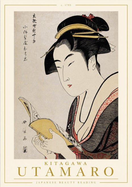 Kitagawa Utamaro Japanese Beauty Reading No4 - Poster