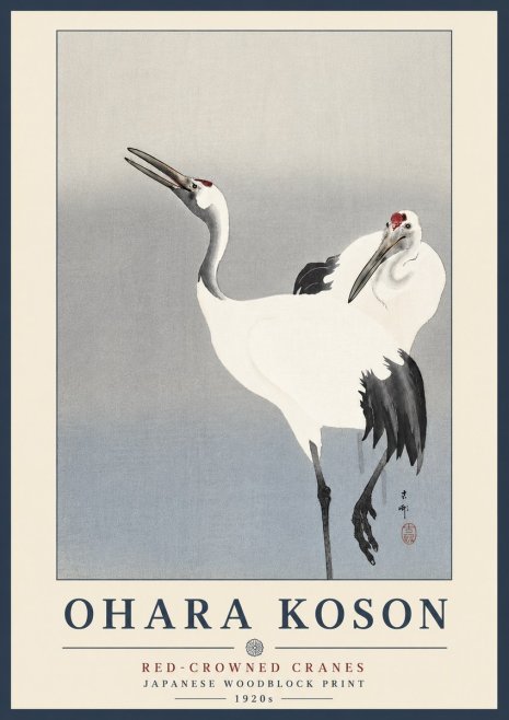 Ohara Koson Red-crowned Cranes No3 - Poster