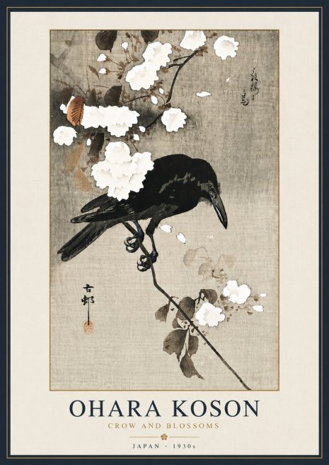 Ohara Koson Crow and Blossoms II No6 - Poster