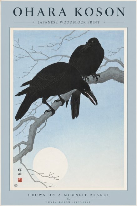 Ohara Koson Crows on a Moonlit Branch No4 - Poster