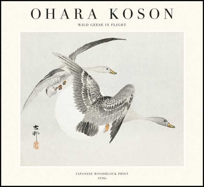 Ohara Koson Wild Geese in Flight I No1 - Poster