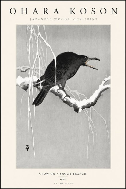 Ohara Koson Crow on a Snowy Branch II No3 - Poster