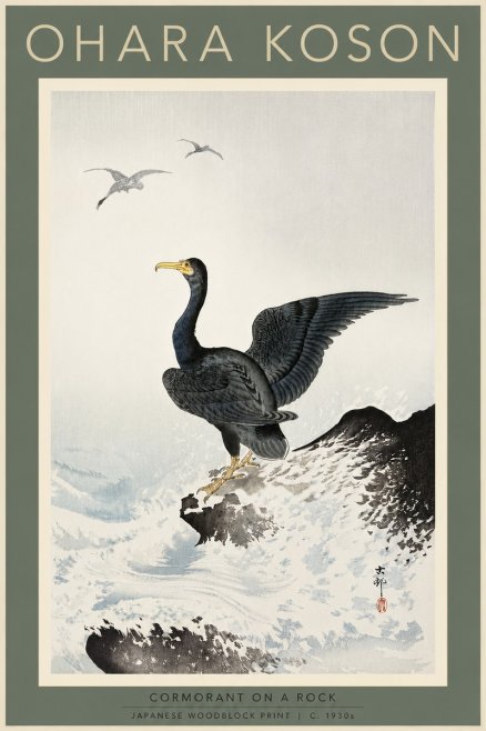 Ohara Koson Cormorant on a Rock No5 - Poster