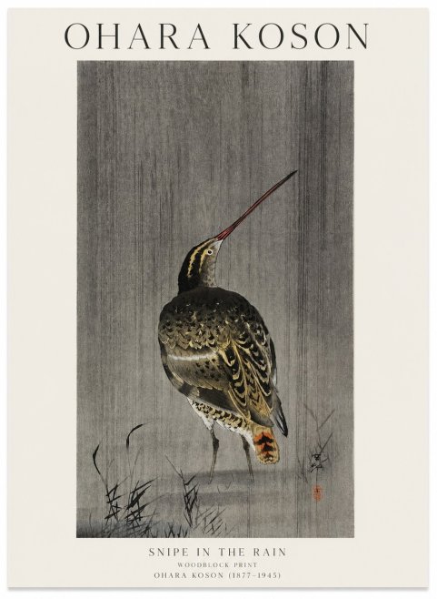Ohara Koson Snipe in the Rain No1 - Poster