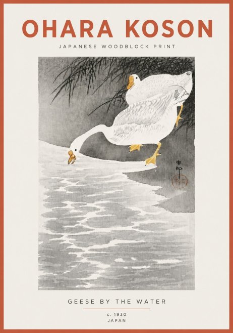 Ohara Koson Geese by the Water No4 - Poster