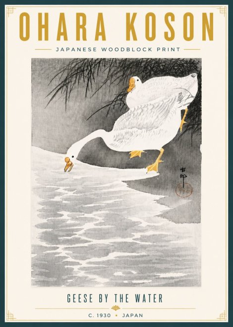 Ohara Koson Geese by the Water No6 - Poster