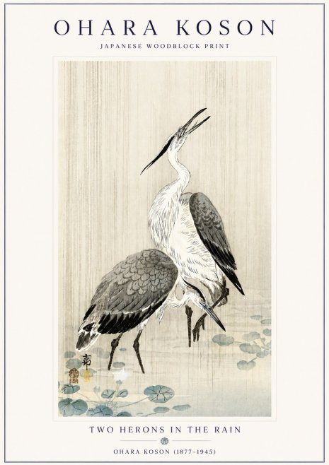 Ohara Koson Two Herons in the Rain No6 - Poster