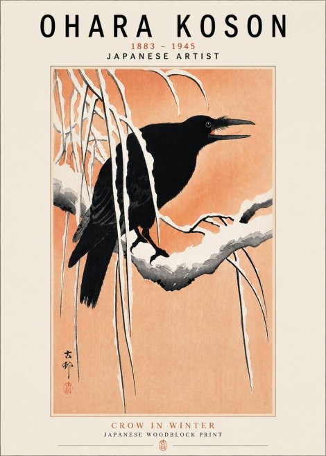 Ohara Koson Crow in Winter II No3 - Poster