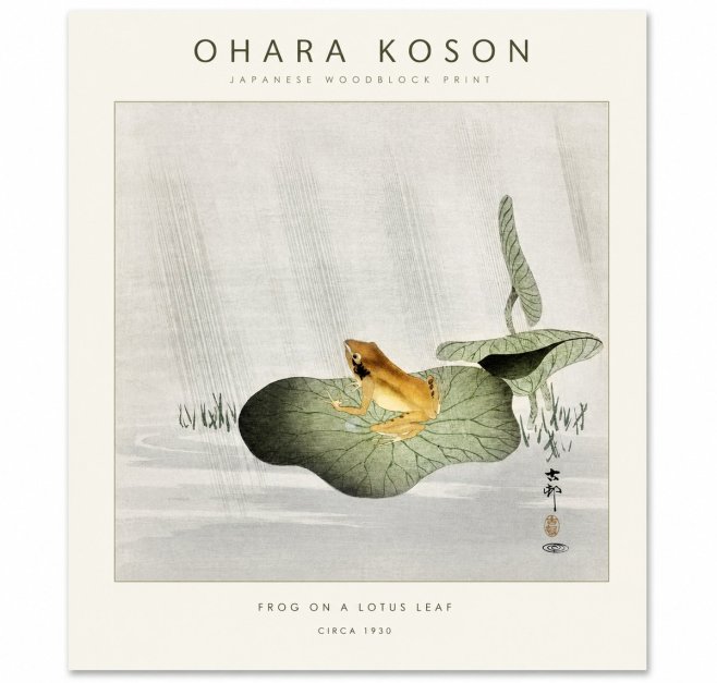 Ohara Koson Frog on a Lotus Leaf No1 - Poster