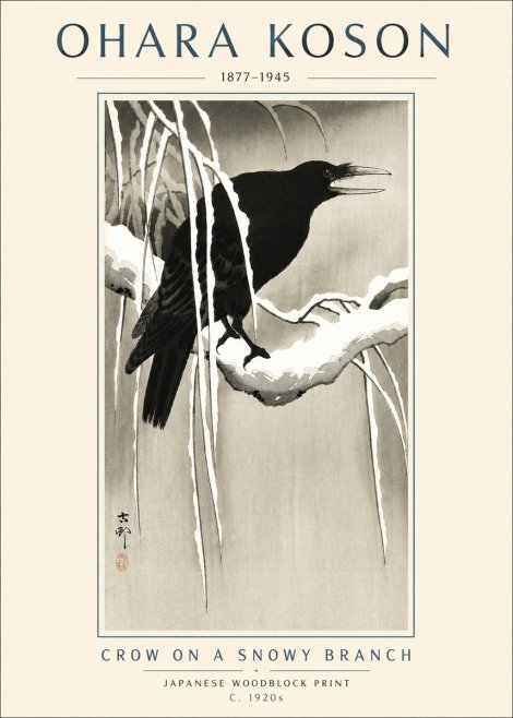 Ohara Koson Crow on a Snowy Branch III No4 - Poster