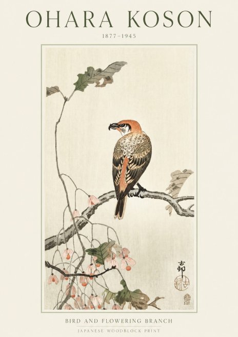 Ohara Koson Bird and Flowering Branch No1 - Poster