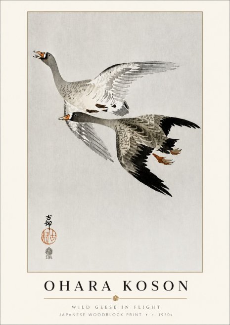 Ohara Koson Wild Geese in Flight III No3 - Poster