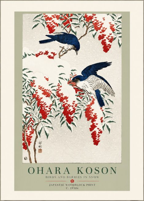 Ohara Koson Birds and Berries in Snow No3 - Poster