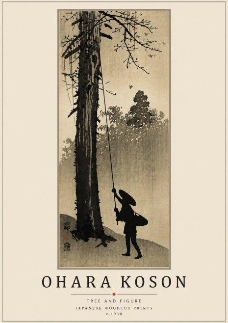 Ohara Koson Tree and Figure No5 - Poster